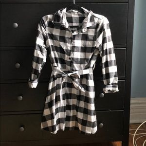 Fall plaid dress with belt